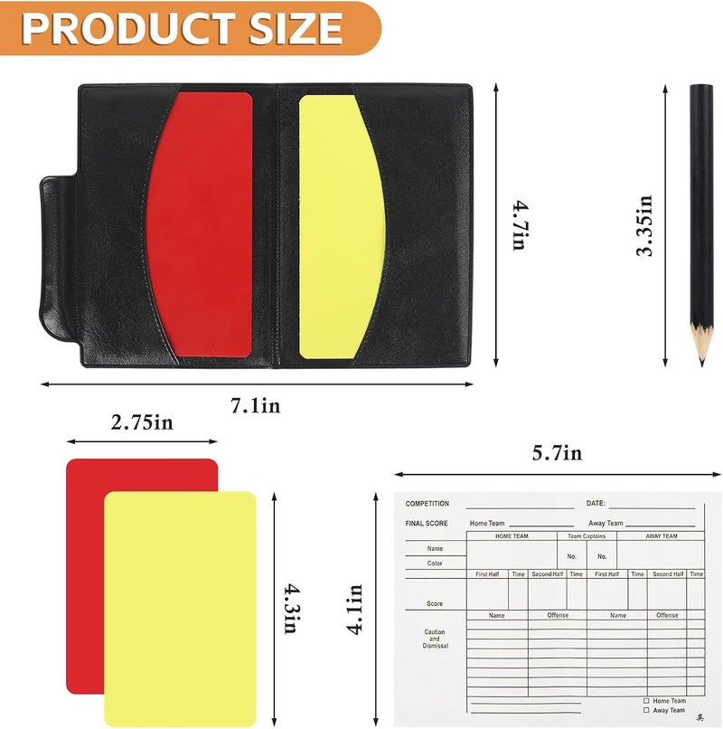 AzReference Soccer Referee Card Set, Red and Yellow Warning Cards with Record Paper, Pencil, Card Storage Wallet, Soccer Referee Kit for Football Matches, Training, Sports Games - Image 2